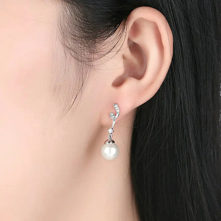 White Pearl Earrings