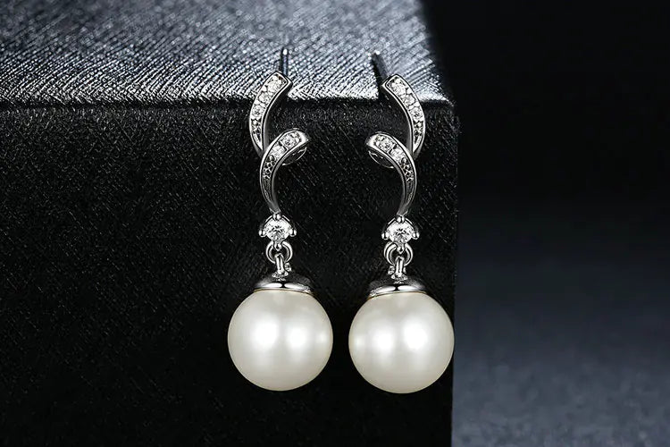 White Pearl Earrings
